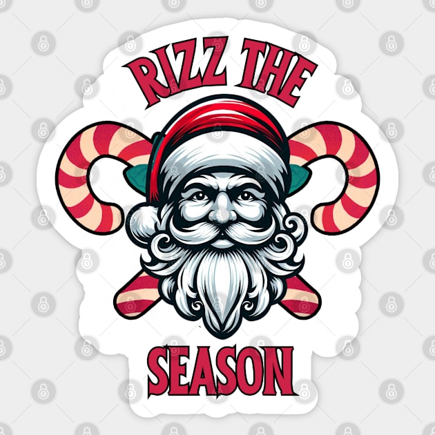 Rizz The Season, Merry Rizzmas, Funny Santa Claus face for Christmas Sticker by Creatifly Graphic Tees
